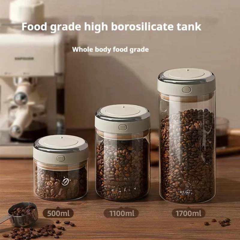 Vacuum Food Grade Coffee Bean Sealed Jar with Date Tracker and Waking Bean Valve Storage Containers for Grain, Snack, Sugar, Tea
