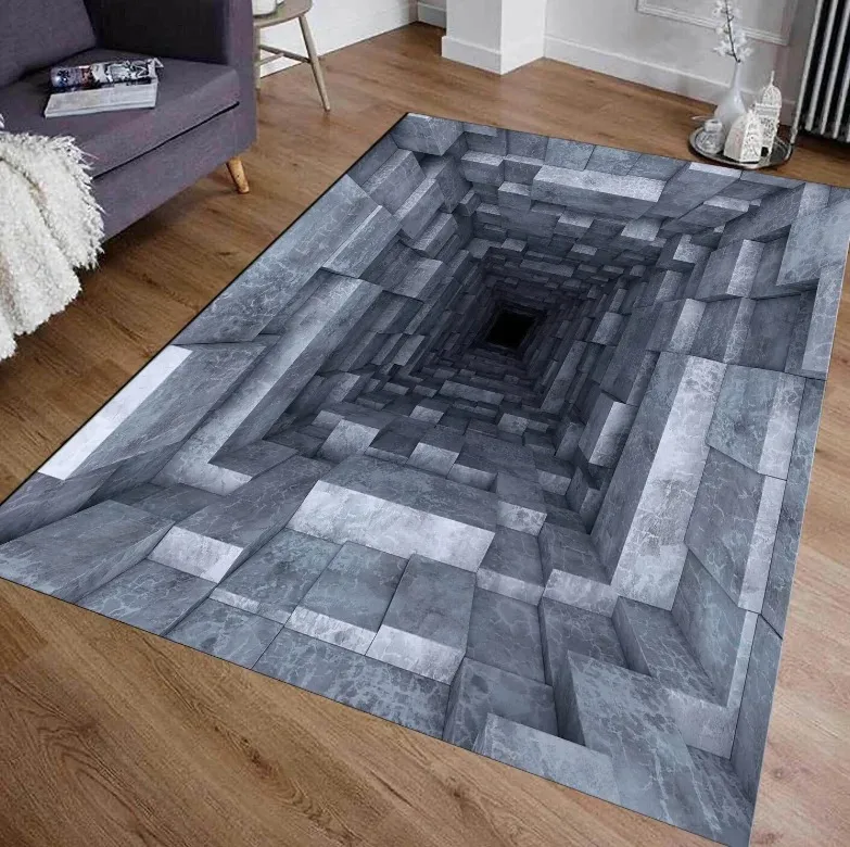 Tunnel Rug Optical Illusion Rug Illusion Rug Rectangular Illusion Rug Vortex Illusion Rug 3D Effect for Living Room Rug