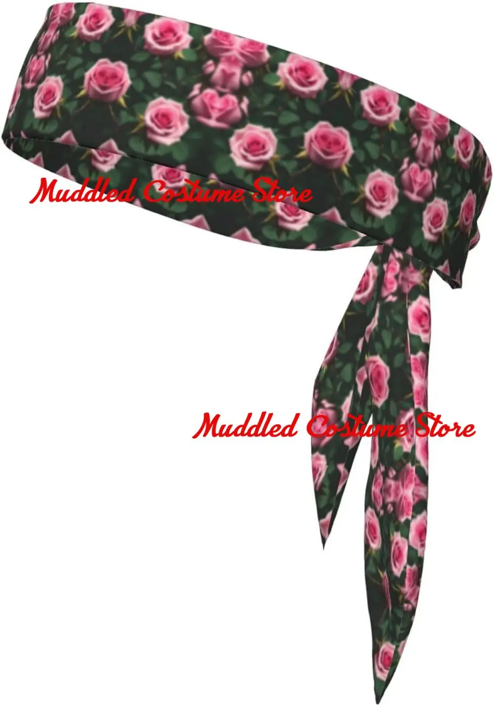 

Red Rose Flowers Print Double-Sided Sport Head Tie Adjustable Sports Headband Multifunctional Athletic Band