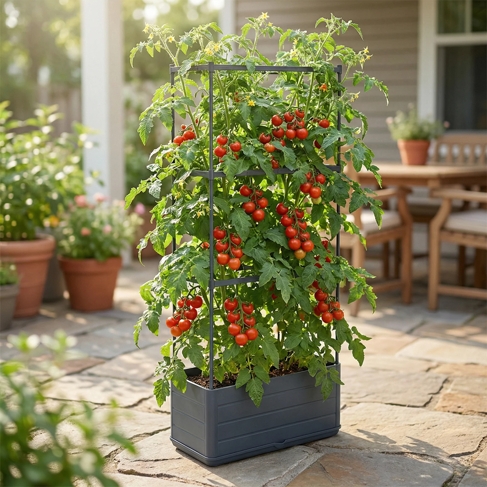 Raised Bed Planter Box with Trellis
