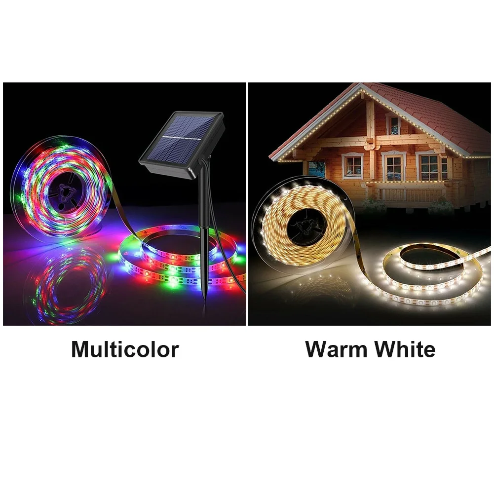 Landscape Solar Powered Outdoor WaterproofCut Smart SMD 2835 LED Strip Light Easy Install Flexible Lawn Patio Garden Decor