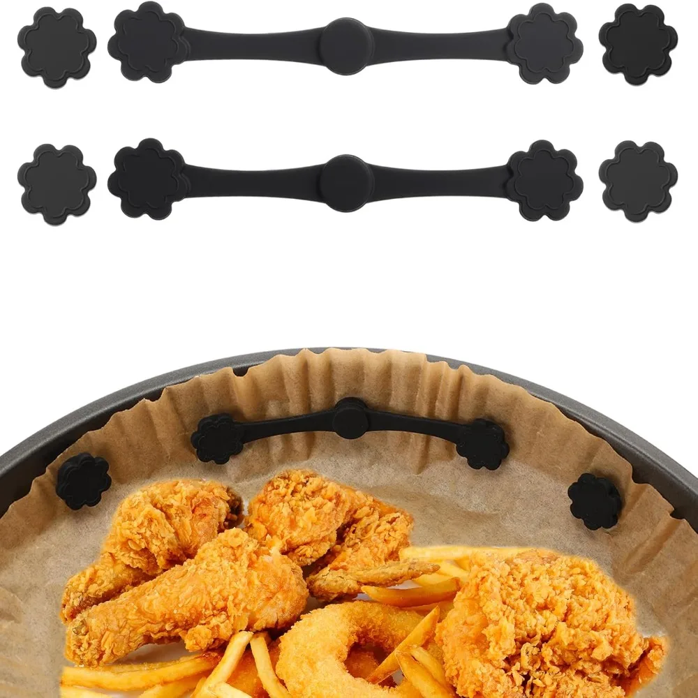 

2 Set Heat-resistant Air Fryer Magnetic Silicone Clip Non-Scratch Reusable Air Fryer Liner Buckle Removable