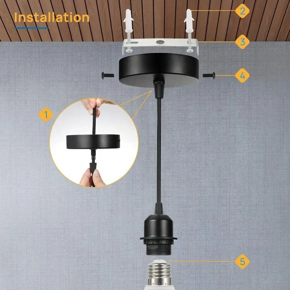 E27 Screw-type Lamp Holder Pendant Lighting DIY Installation Ceiling Light Base 1m / 1.5m Lamp Shade Light Pendant Fitting
