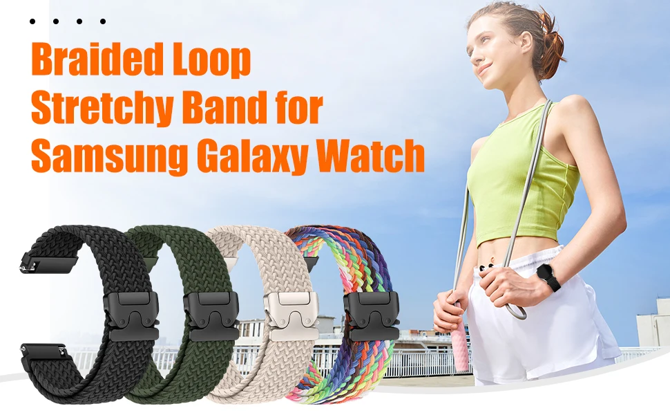 Geflochtenes Armband für Amazfit Bip, Bip Max/6/5/Balance 3/Active 2/GTS 4 Mini, Armband der Correa-Serie, Fallschirmmuster, 20 mm, 22 mm, Uhrenarmband. – Detail 2