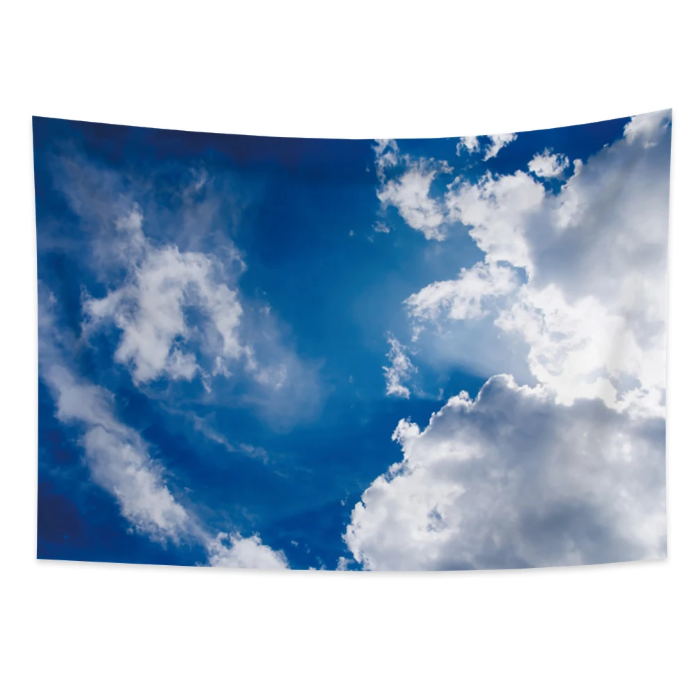 Blue sky and white clouds tapestry wall hanging Bohemian psychedelic  decoration beach towel