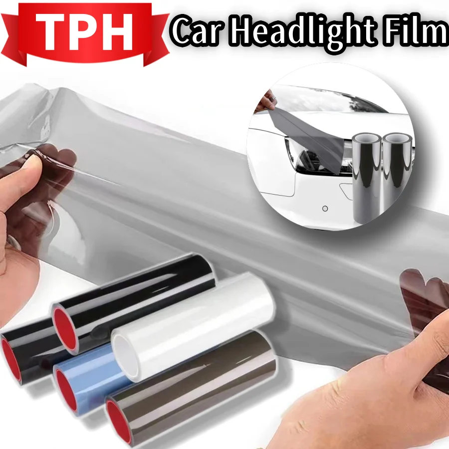 30CMX1/2/3M TPH Protection Photochromic Car Headlight Protection Film Self Healing Auto Repair PPF Automotive Lamp Film For Car