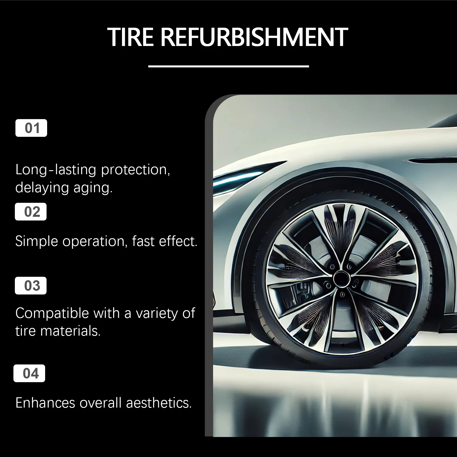 معجون العناية بتجديد إطارات السيارة لتقليل تلف الإطارات، وتنظيف الإطارات، وخالي من الغبار، وصيانة السيارات وإزالة البقع