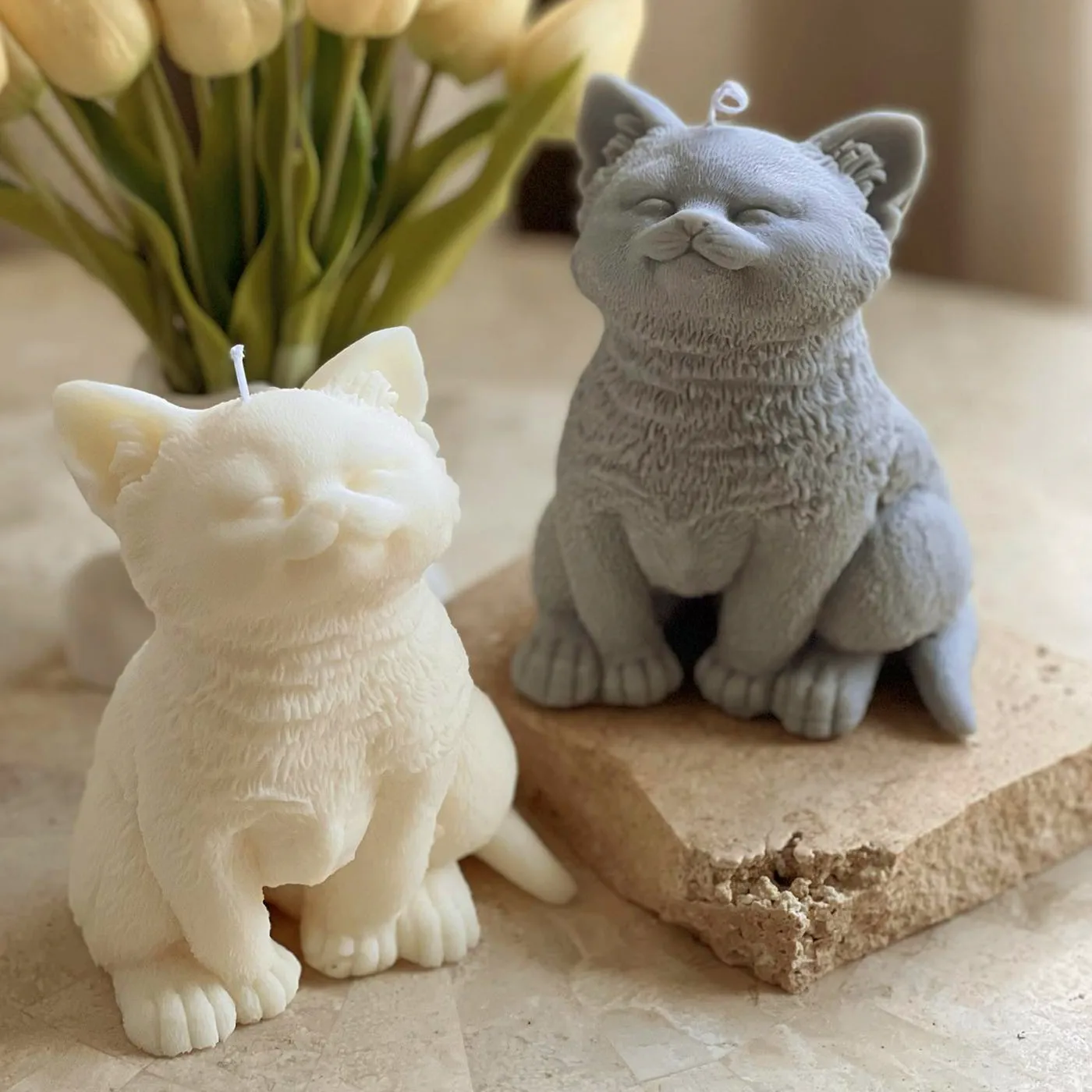 3D grande gatto candela stampo animale orsacchiotto cuccioli cera di soia stampo in Silicone cucciolo cane amante decorazioni per la casa regalo di