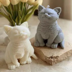 3D grande gatto candela stampo animale orsacchiotto cuccioli cera di soia stampo in Silicone cucciolo cane amante decorazioni per la casa regalo di natale forniture artigianali