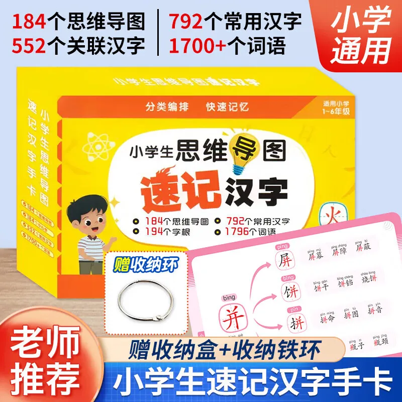 Primary school students mind map shorthand Chinese characters children learn character cards, early education enlightenment