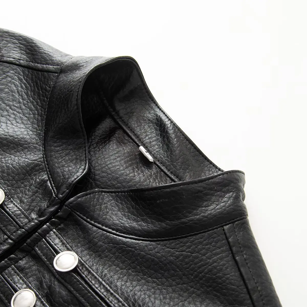 KASLEAD New Women's Fashion Napoleon Style Button Decorated Leather Jacket Short Sleeve Long Sleeve Polyester Fiber 100%
