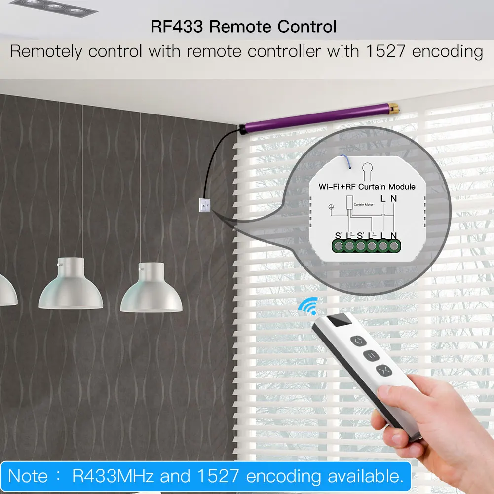 Tuya Cuộc Sống Thông Minh WiFi RF433 Mù Màn Remote Tầm Xa Cho Điện Cửa Cuốn Chống Nắng Google Nhà Alexa Nhà Thông Minh