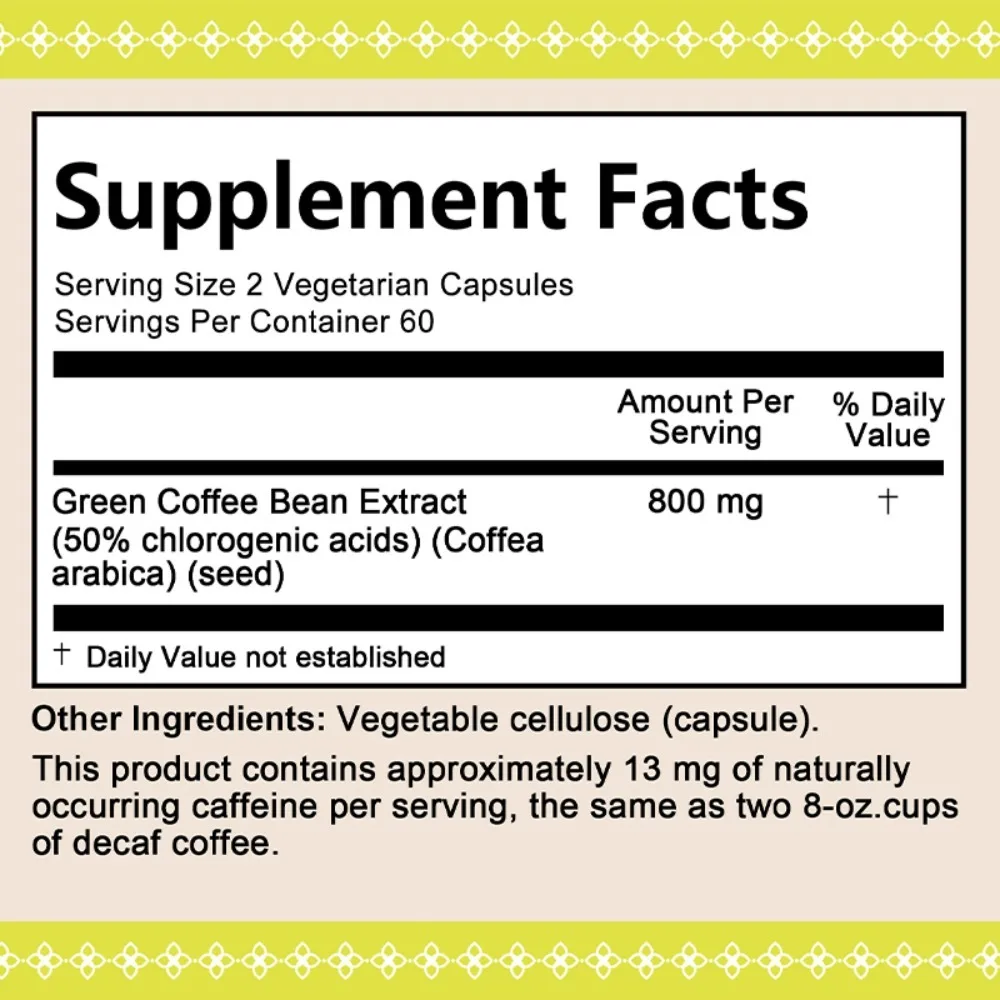 Green Coffee Bean Capsule, Regulating Appetite, Managing Weight and Burning Fat Accumulation, Dietary Supplement