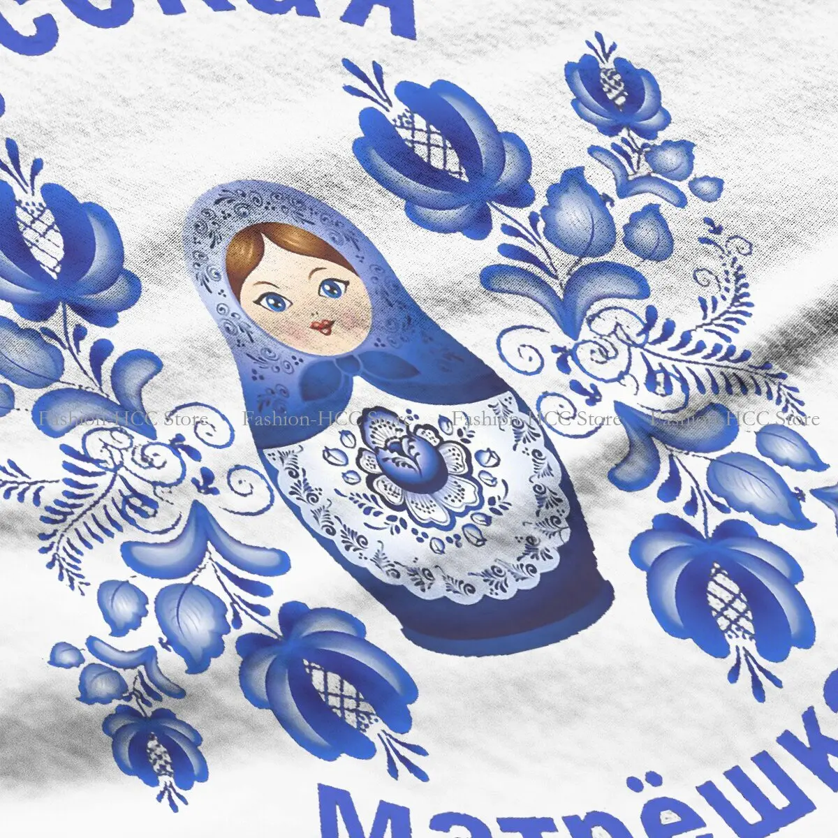 Matryoshka Gzhel Premium Scoop Style Polyester TShirt Russian Doll Russia Comfortable Creative Gift Clothes T Shirt Short Sleeve