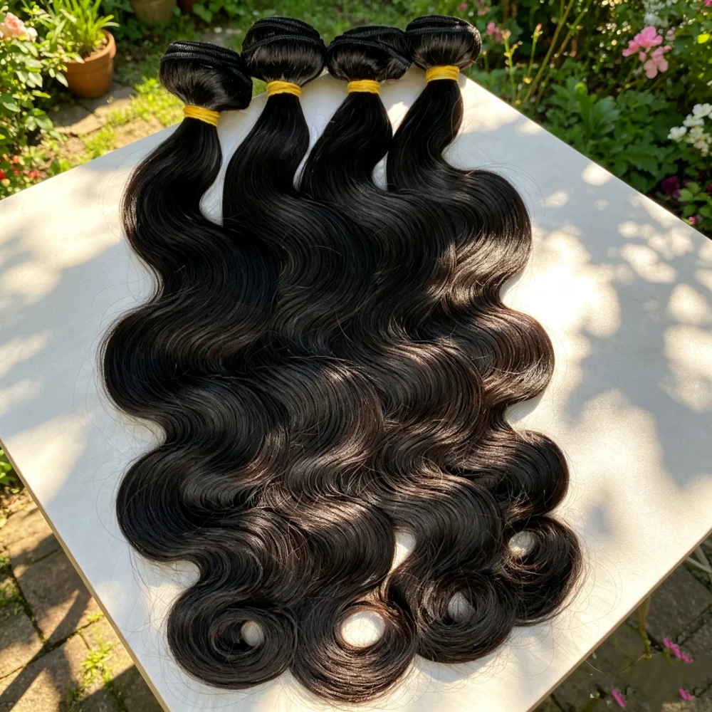 Extensions de Cheveux Humains Vierges Indiens Non Traités Body Wave, Double Drawn, 1, 3 ou 4 Bundles, 30 à 34 Pouces