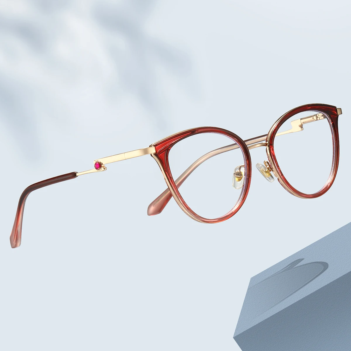 JMISUS Custom Round Ultralight Metal Optical Glasses for Woman Blue Light Filter Oval Progressive Prescription Eyewear