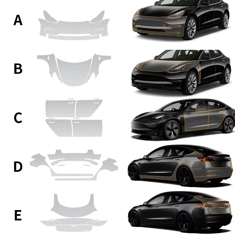 طبقة حماية شفافة لطلاء السيارات من مادة البولي يوريثان لـ Tesla Model 3 2017-2023 حمالة صدر شفافة ملحقات PPF لمقاومة الخدش