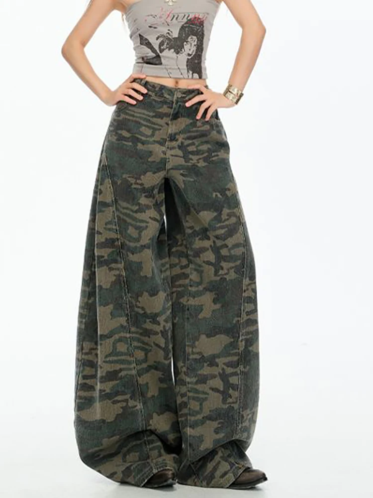 

American High Street Vintage Jeans for Women's New High Rise Retro Straight Trousers Pop Gothic High Waist Wide-leg Denim Pants