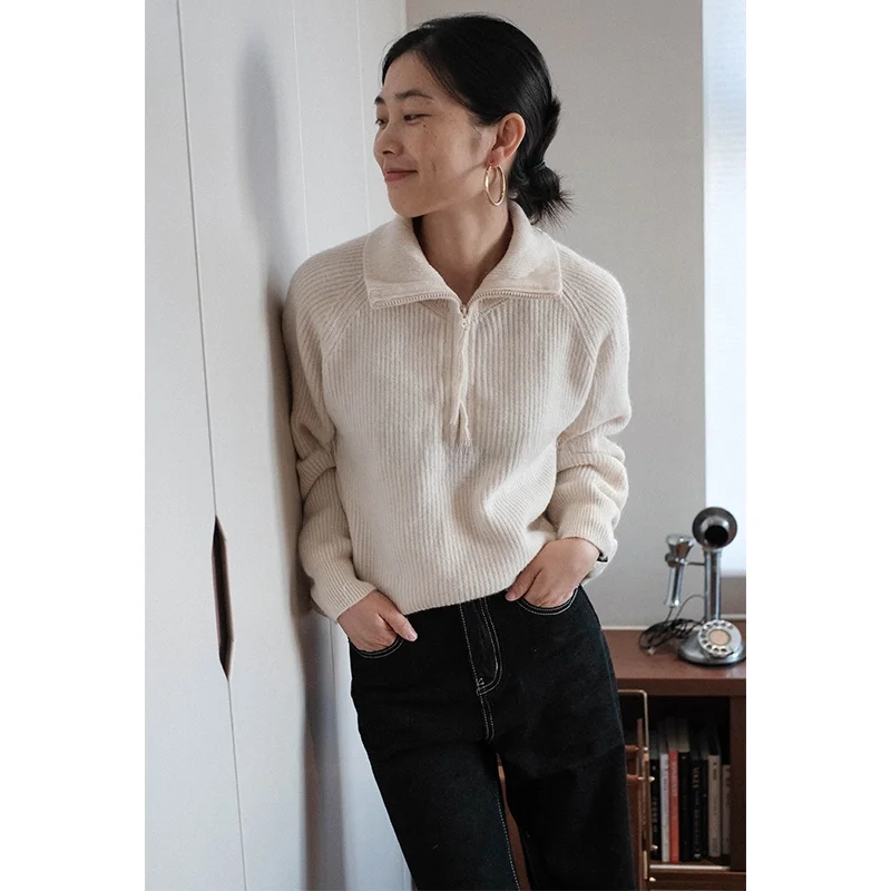 

Оригинальный повседневный однотонный вязаный свитер свободного кроя с длинными рукавами, теплый, для работы и повседневной носки, осень-зима