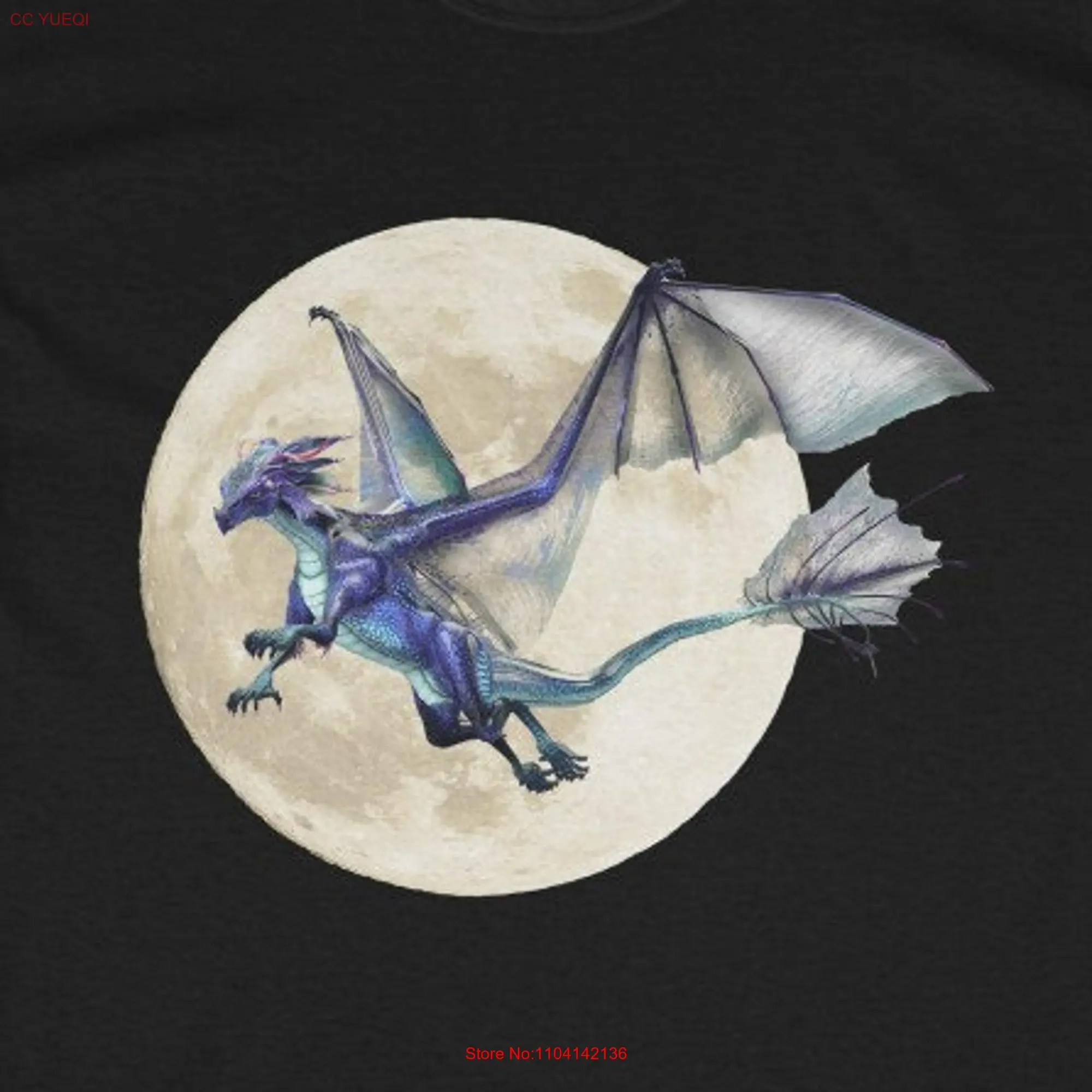 Dragon Moon Heavy Cotton T Shirt s Lovers long or short sleeves