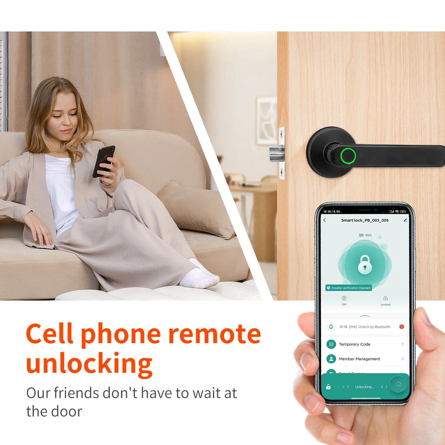 Intelligent Door Lock Tuya Smart Fingerprint App Remote Control Unlock Home Security Locks Keyless Entry Electronic Doors Lock