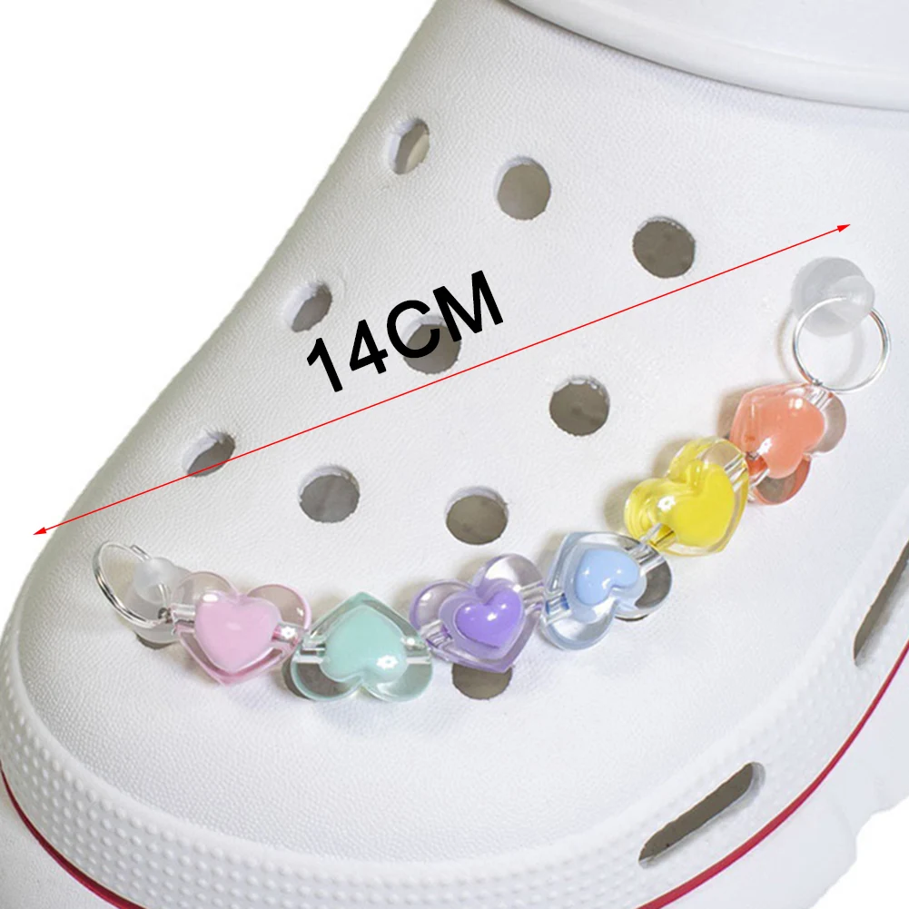 1PC 3D Rainbow Heart-shaped Shoe Charms DIY Shoe Decaration Accessories Chain Hole Shoe Buckle Kids Boy Girls Gifts