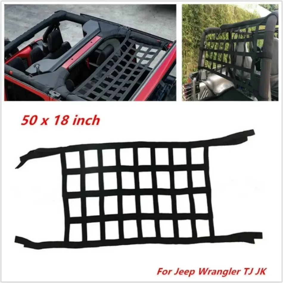 1*  Roof Back Cargo Net Window Extra Storage Restraint Webbing Fit For Jeep Wrangler