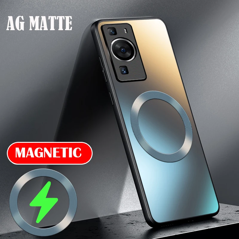 AG Matte Silicon Hard Case For Huawei P60 P50 P40 P30 Pro P40pro Full Protective Frosted Phone Magnetic Wireless Charging Case