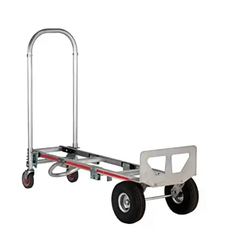 HKT24111504 500lbs Load Capacity Silver Aluminium Alloy Folding Heavy Convertible Hand Truck Trolley