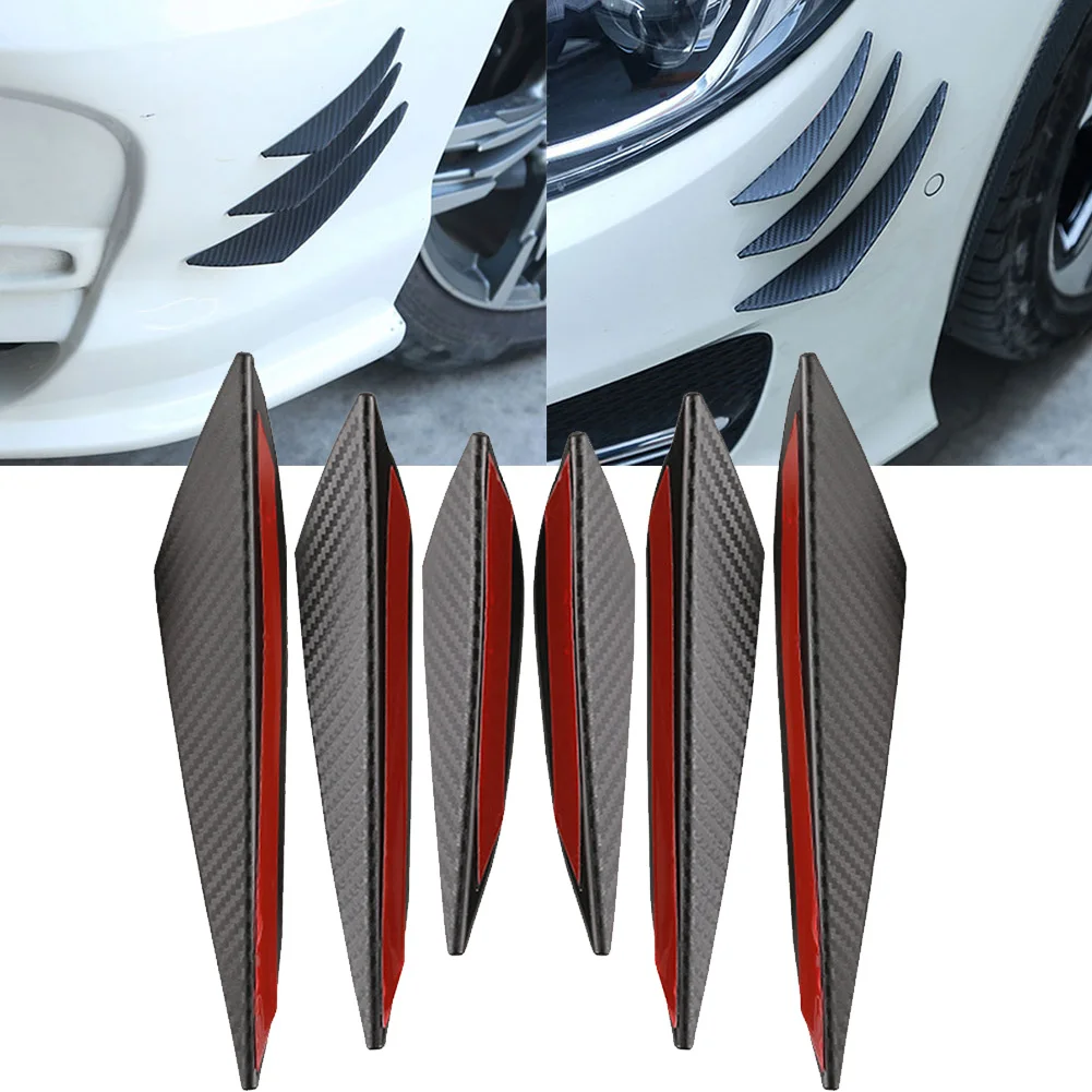 4/6pcs Universal Fit car Front Bumper Lip Diffuser Splitter Fins Body Spoiler Canards Chin Car Tuning Canard Carbon Fiber Decor