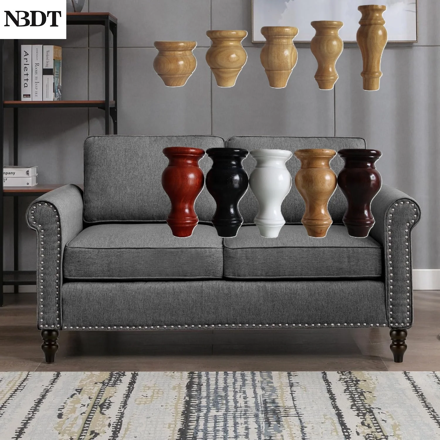 

4Pcs Solid Wood Bun Feet Leg For Bed Cupboard Dresser Couch Sofa Black White Brown Clear Paint
