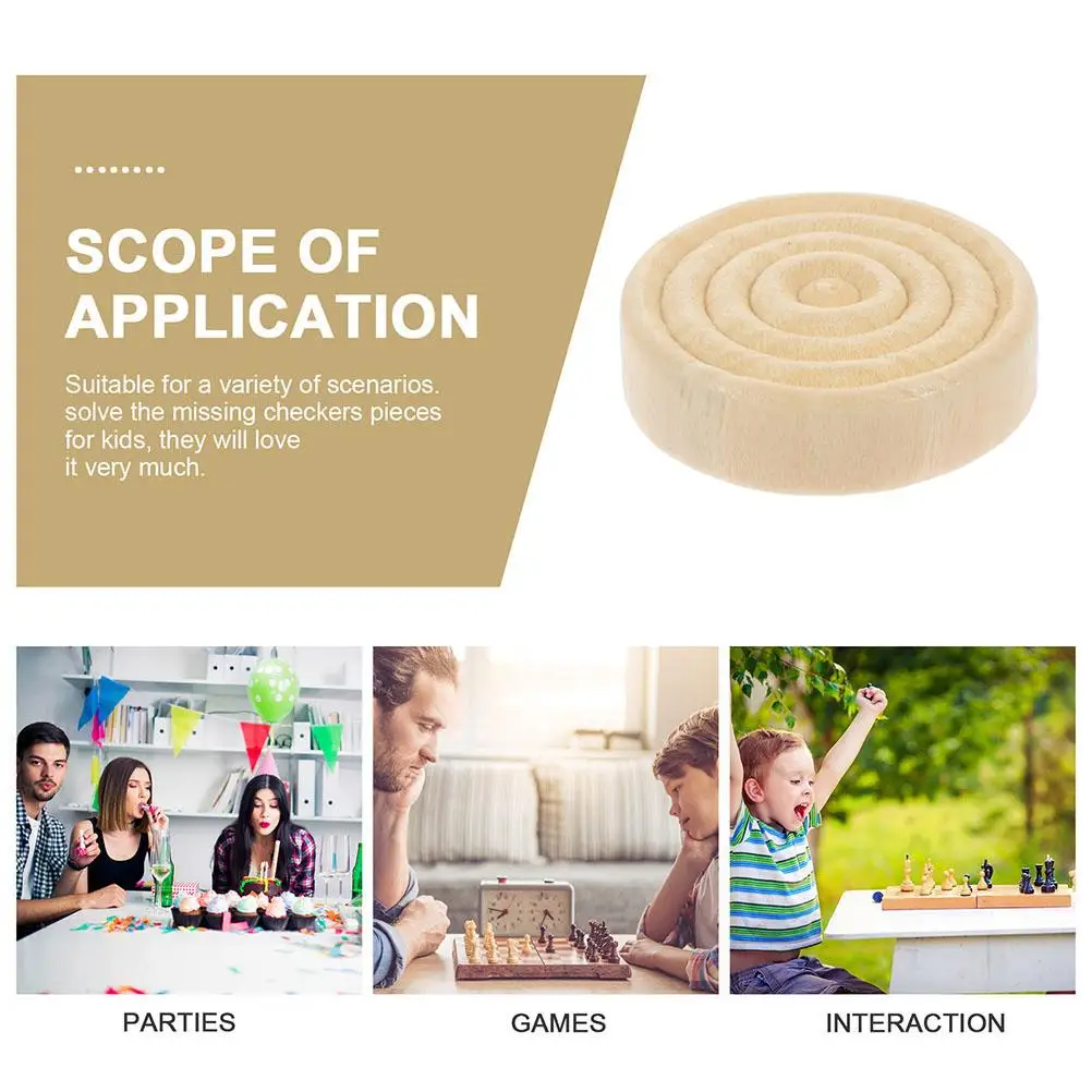 24-teiliges rundes Schachfiguren-Ersatzspielbrett-Zubehör aus Holz, Lernspielzeug für hochwertige Qualität, geringes Gewicht