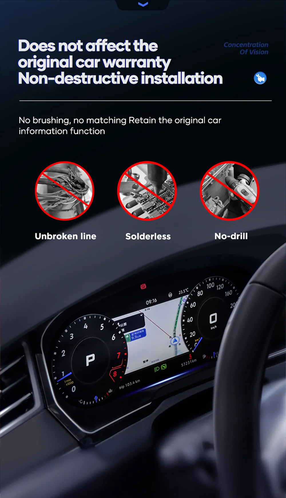 10.25'' Prelingcar Digital Dashboard For Audi A3 8P A3 8V2008-2019 Years Car Lcd Panel Speedometer Virtual Cockpit