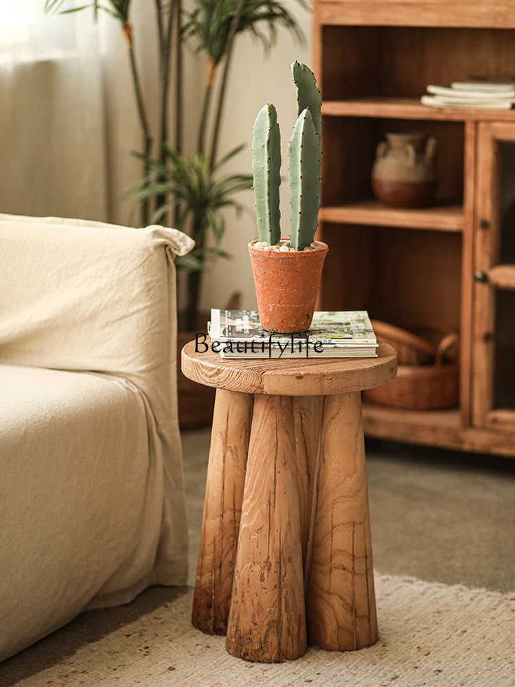 Old Elm Retro Silent Style Solid Wood Home Small Table