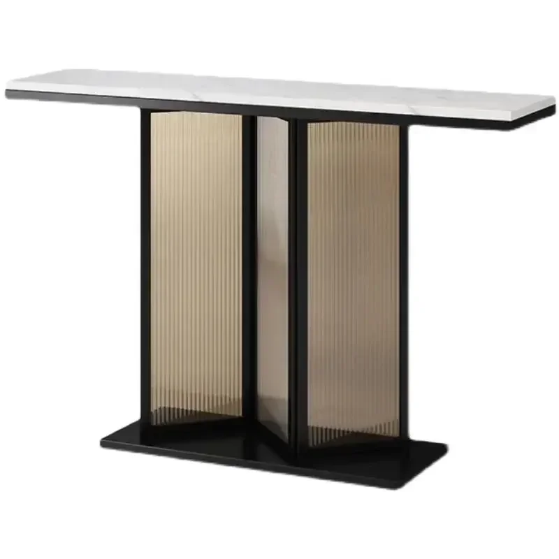 Hot SalesModern Light Luxury Slate Rainbow Glass Console