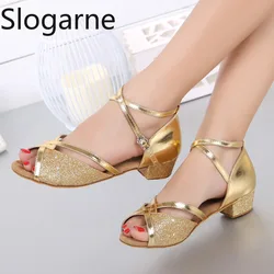 Children Summer Latin Shoes Women Dance Shoes Ballroom Indoor Girl Latin Sandals Kids Waltz Modern Dance Sandals Stage Show Shoe