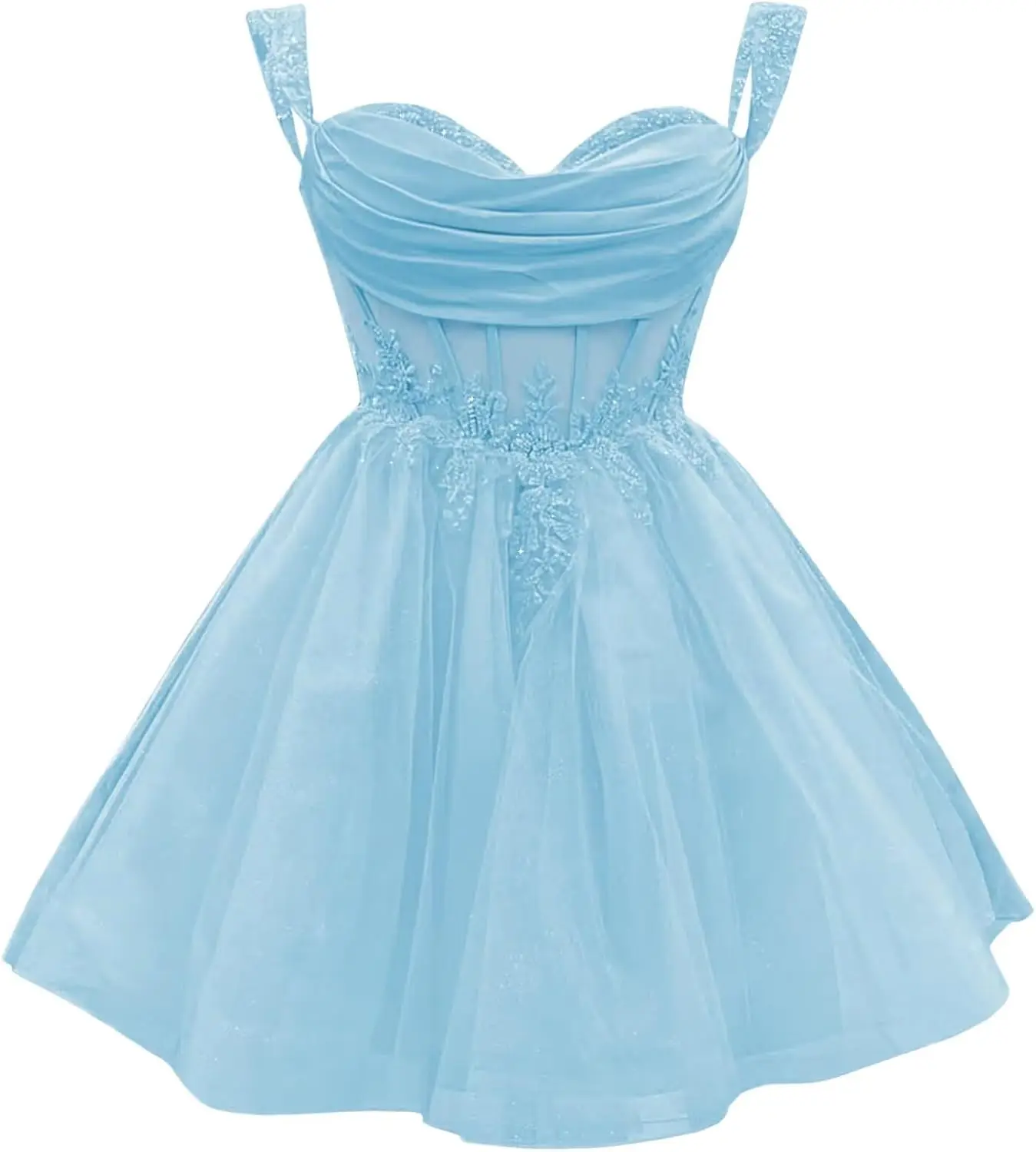 

3D Floral Short Homecoming Dress for Teens Sparkly Lace Dresses for Quinceanera Off Shoulder Beaded Ball Gown Graduation Dress