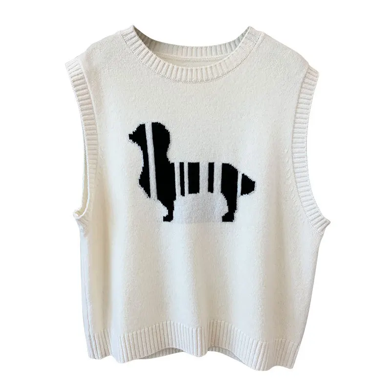 2024 Knitted Sweater Vest Women Spring Autumn Casual Loose Sleeveless Preppy Style Vests Y2K Lady Korean O-Neck Woolen Knit Tops