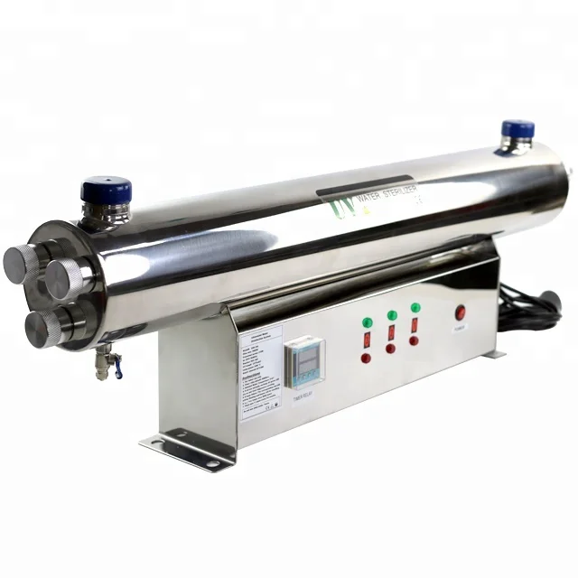 نظام معالجة المياه بالأشعة فوق البنفسجية من الفولاذ المقاوم للصدأ 304 36GPM 12T/H 165W كفاءة عالية للتنقية والعقيم