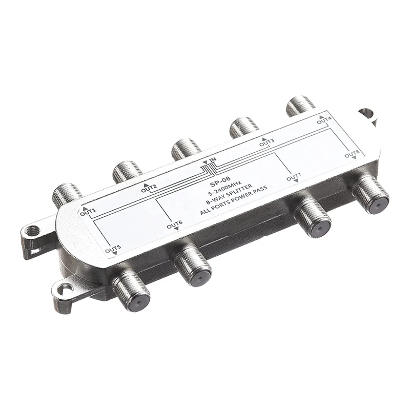 Y16A Digital 8 Way Coaxial Cable Splitter 5-2400MHz, RG6 Compatible, Work with Analog/Digital TV Connections and Internet