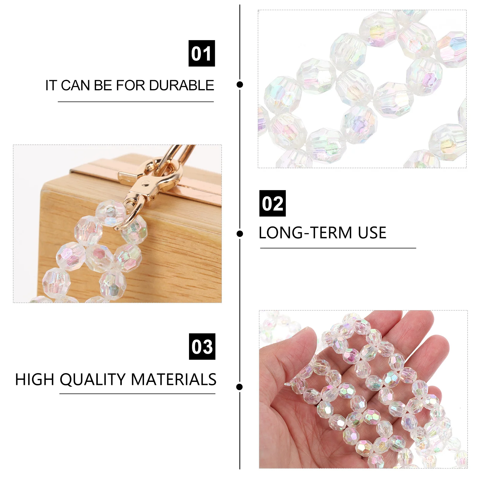 Sangle d'épaule à Double rangée en cristal, 1 pièce, sangle de remplacement solide, fourniture pratique, chaîne de sac à la mode