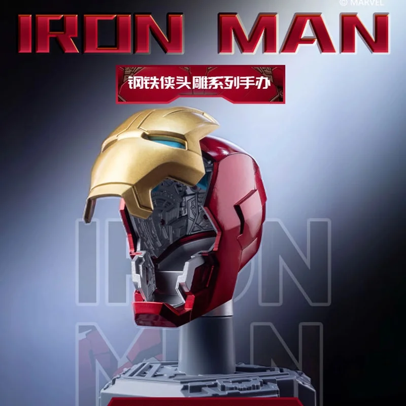 

Marvel Iron Man Helmet Collectible Action Figure Head Sculpture Blind Box Infinity Saga Painted Desktop Decor For Marvel Fans