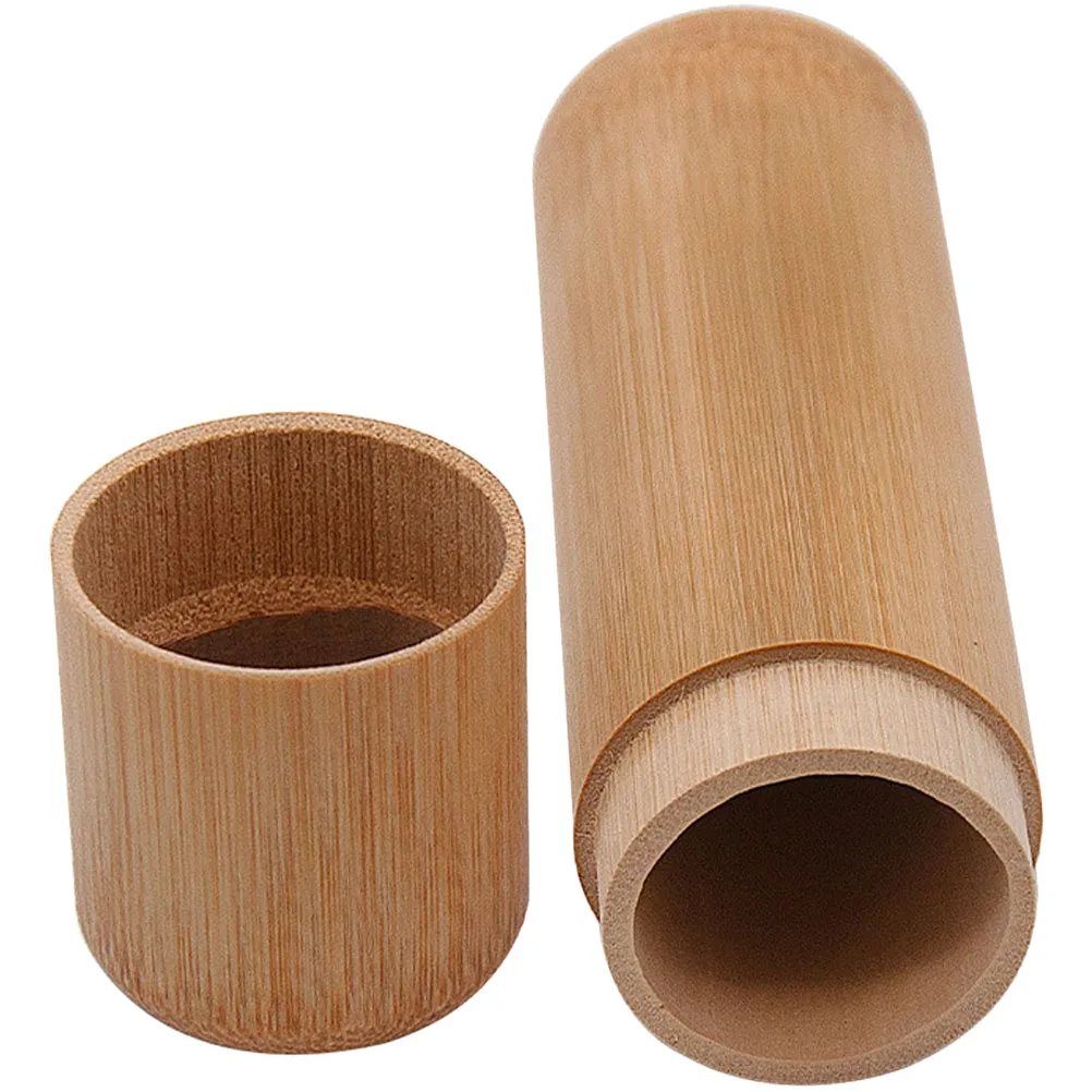 

Portable Bamboo Tea Storage Canister Airtight Coffee Container Round Shape Simple Design Color For Travel Home Use