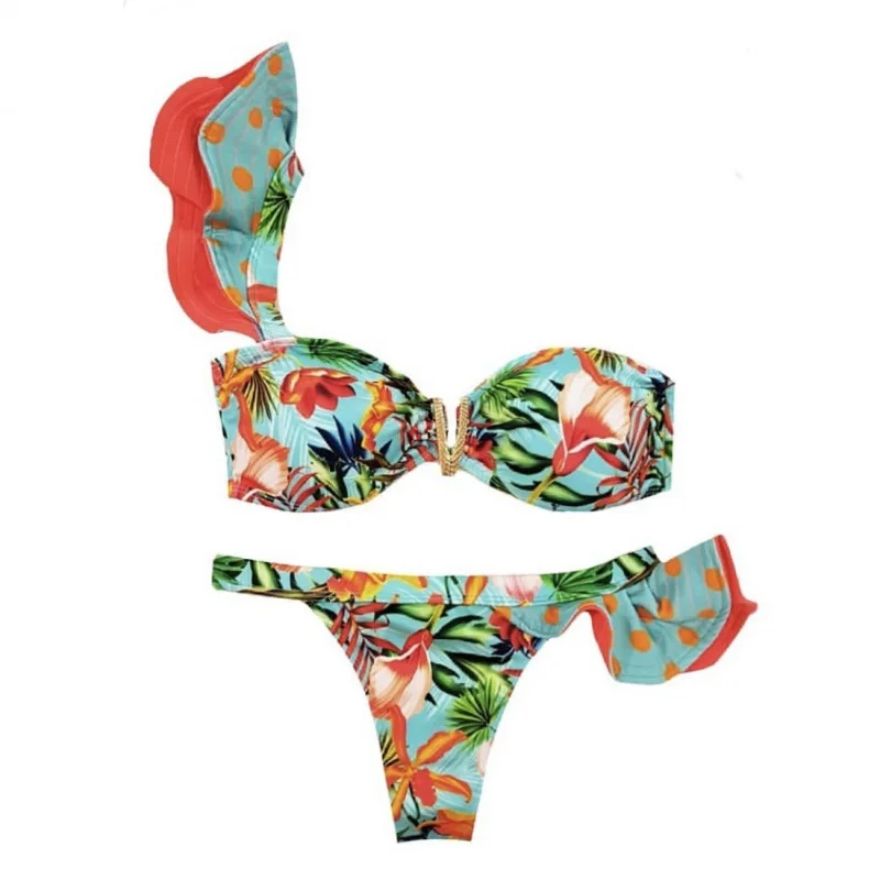 Heavy Industry Flash Print Bikini Women's Swimsuit Backless Swimsuitbikini