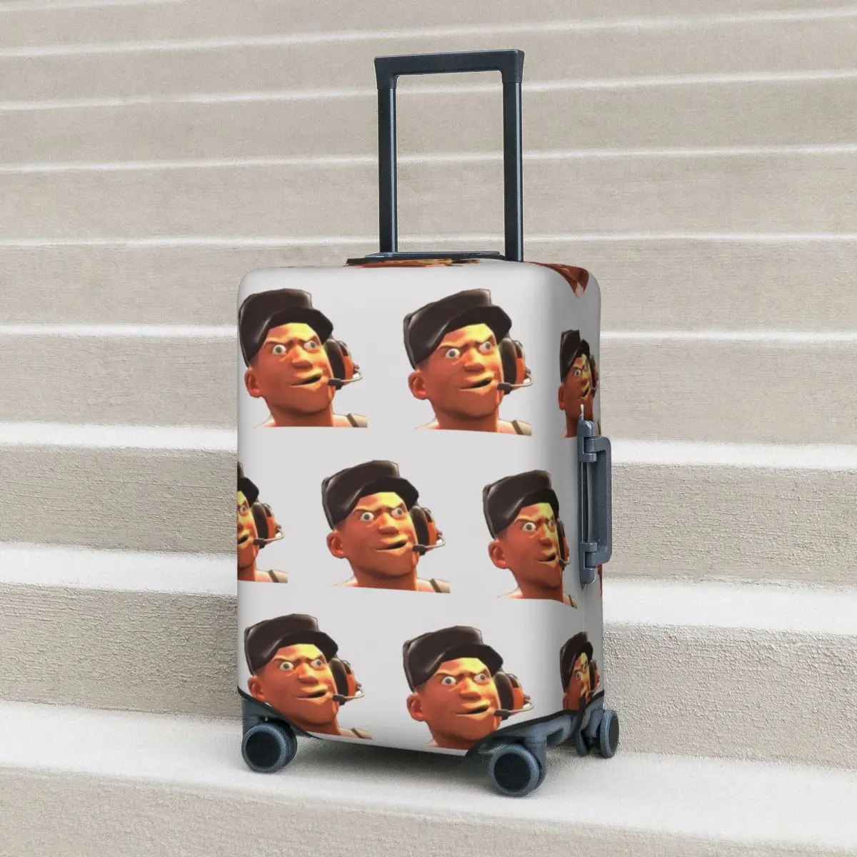 

Team Fortress 2 TF2 Scout Gmod Face Забавный мем Чехол для чемодана Эластичные защитные чехлы для багажа для путешествий 18-32 дюймов