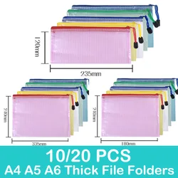 10/20 Pcs Mesh Zipper Pouch Document Bag Waterproof Zip File Folders A4 A5 A6 School Office Supplies Pencil Case Storage Bags