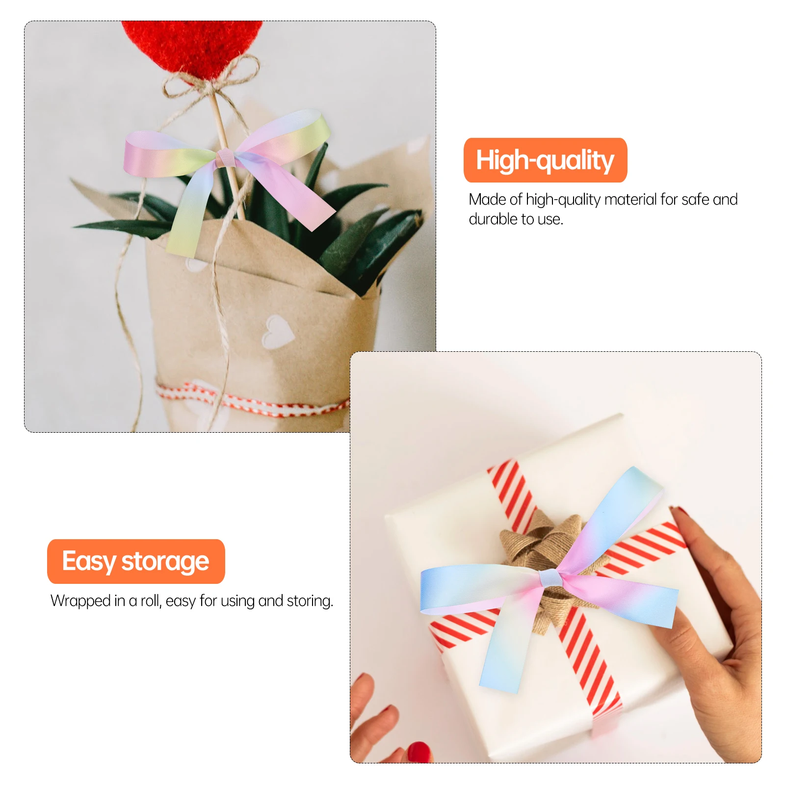 Gradient Webbing Ribbons 3 Rolls Fold Burlap Blue Decorations Gift Christmas DIY Polyester Ribbon Craft Sewing