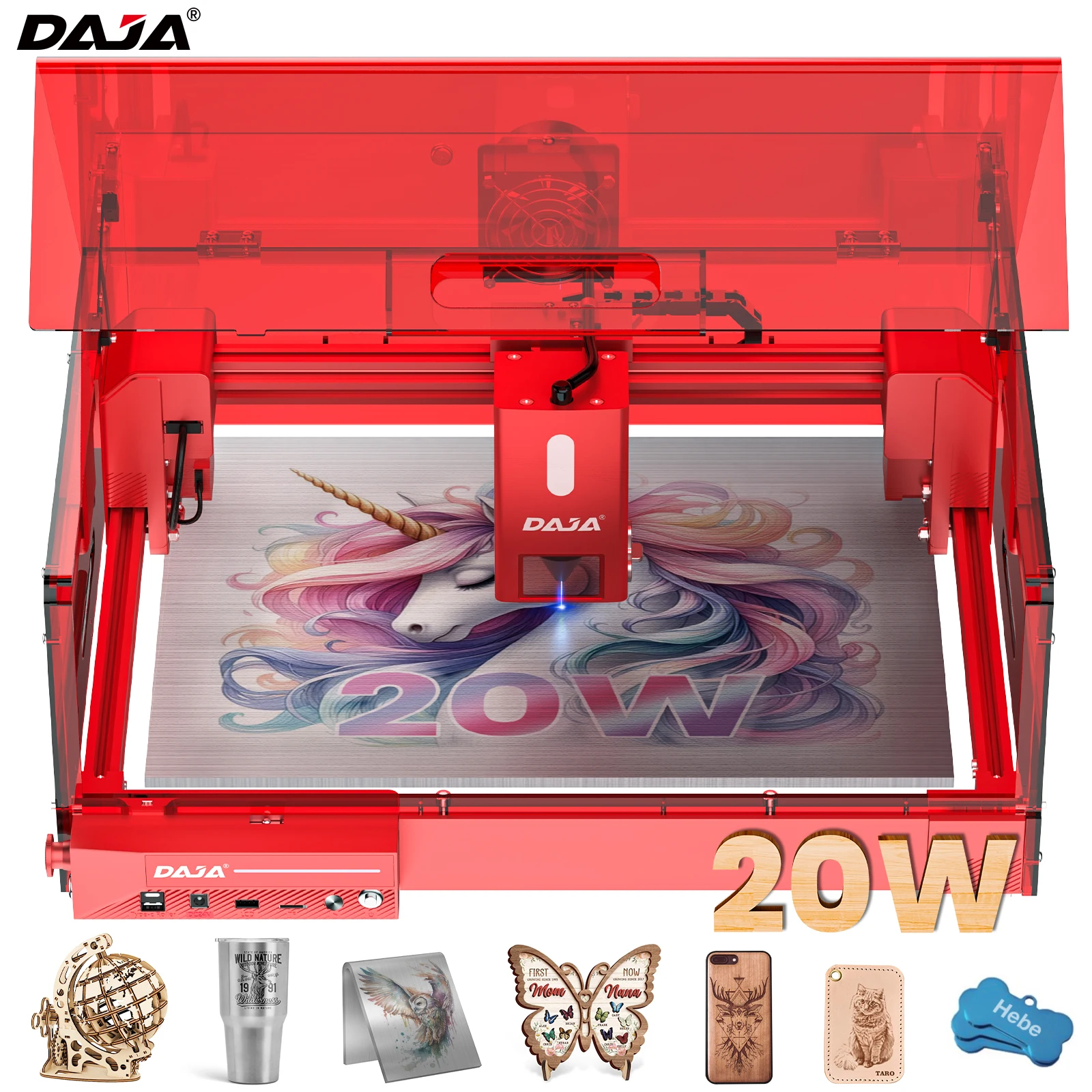 Daja a6 pro gravador a laser escudo de segurança 20w potência cnc máquina gravura corte para metal madeira acrílico vidro couro plástico
