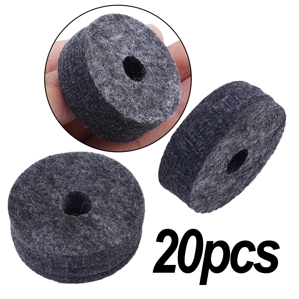 Set of 20 Felt Washers for Drum Parts Compatible with Crash Cymbals Clutch Offering Protection to Cymbals Against Metal Contact