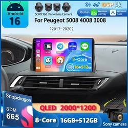 Android 16 Carplay Car Radio For Peugeot 5008 4008 3008 2017 2018 2019 2020 Navigation GPS Multimedia Player wifi+4G SIM BT DSP